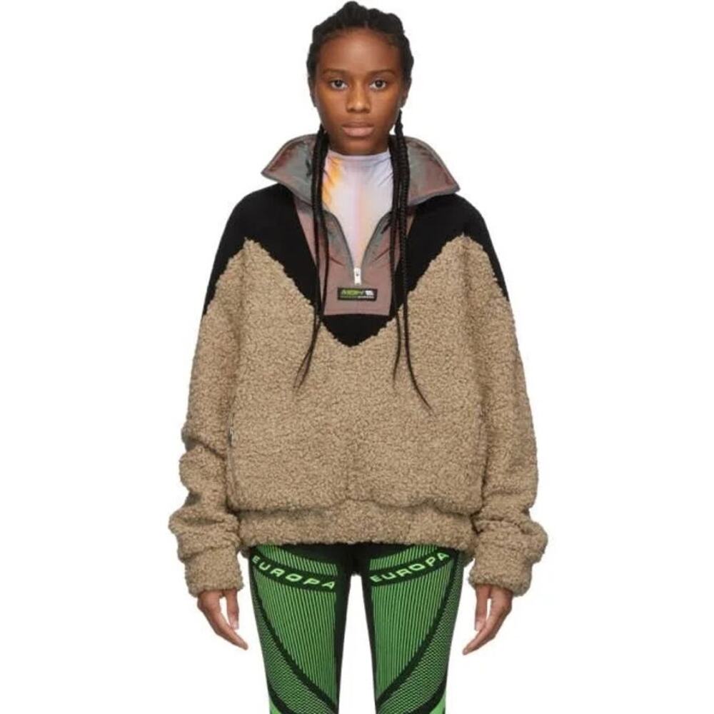 Women's Tan and Black Fleece Jacket